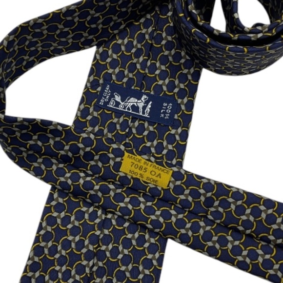 HERMÈS 7085 OA Blue Chain Silk LUXURY Tie FRANCE - Picture 3 of 5